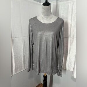 Lululemon Luminosity Foil Print Heathered Metal Grey Long Sleeve Top Size 10